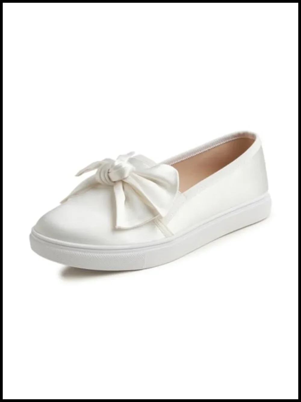 Women's Casual Slip On Sneaker Bow Tie Loafer Flats Non-Slip Cushion